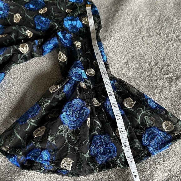 Calvin Klein Blue Ruffled Tiered Fit Bell Sleeve Formal, Cocktail Feminine Dress - Picture 14 of 14